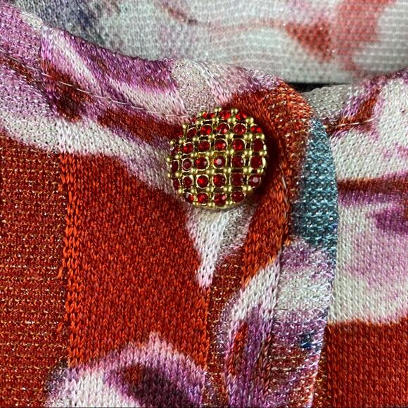 St. John Womens Floral One Button Cardigan Sweater Size 14 - Picture 4 of 9